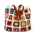 Bolso Tote Ganchillo Granny Square Boho | Bolso de Hombro en Algodón para Mujer